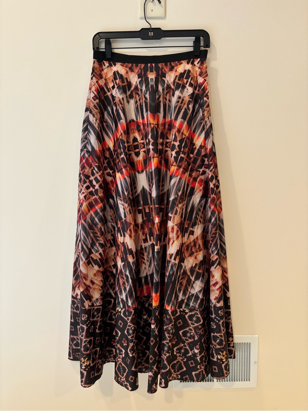 Anthropologie Multicolor Printed Maxi Skirt with Red and Brown Accents